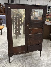 Antique Oak Gentleman's Chifforobe Armoire