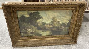 Early 20th Century Gold Gilt Framed Landscape Print