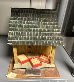 Signed Avery Paper Mache Folk Art Cabin