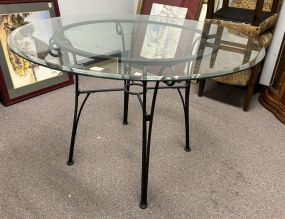 Modern Metal Base Glass Table