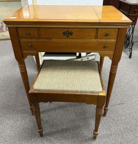 Mid 20th Century Maple Sewing Machine Cabinet