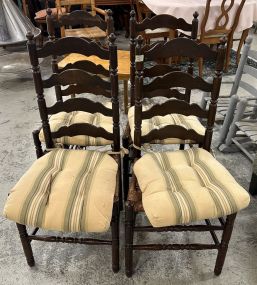 Four Ladder Back Colonial Style Dining Chairs