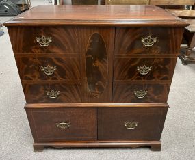 Chippendale Style Burl Mahogany Media Cabinet