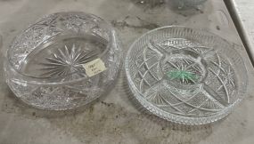 Etched Center Piece Bowl and Pressed Divided Plate