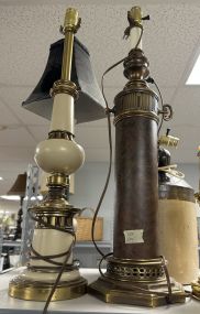 Two Mid Century Urn and Cylinder Lamps
