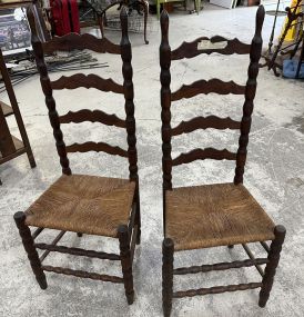 Pair of Country French Ladder Back Chairs