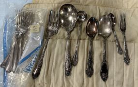 Assorted Group Silver Plate Serving Flatware and Forks