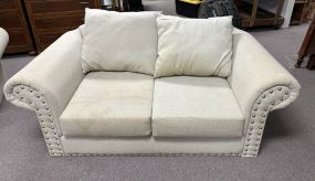 Modern Upholstered White Love Seat