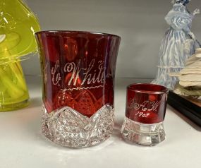 Monogrammed Ruby Red Glass Mugs