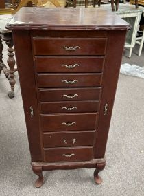 Late 20th Century Cherry Queen Anne Jewelry Armoire