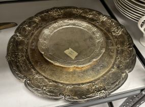 Two Silver Plate Serving Tray and Plate