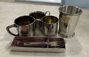 Silver Plate Cups, Julip, and Forks
