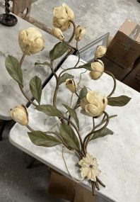 Painted Metal Flower Wall Light Fixture