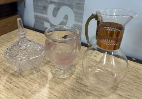France Rose Footed Bowl, Pitcher, and Candy Dish