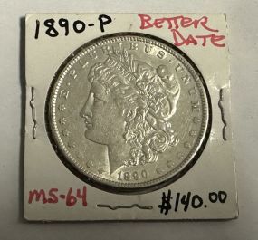 1890-P Morgan Silver Dollar