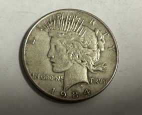 1934 Peace Liberty Silver Dollar