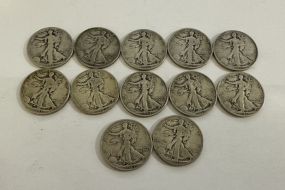 12 Walking Liberty Half Dollars