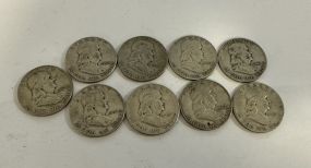 9 Franklin Half Dollars