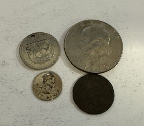1972 Eisenhower, Lucky Penny, Token, and Old Coin