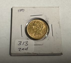 1893 Gold Liberty Head $5