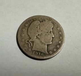 1916 Barber Quarter Dollar