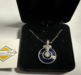 Victoria Weick CZ Drop Pendant set in Sterling Silver and Blue Stones in a Circle