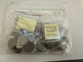 Bag Lot of Korea Assorted Coinage and Note