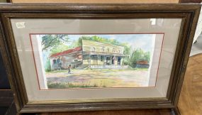 Vintage Signed S. Johnson Watercolor of Old Lorman Store