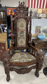Design Toscano Lord Raffles Style Mahogany European Throne