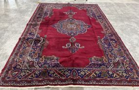 Persian Red Kashan Wool Rug 7'10 x 11'8