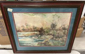 Tom Estes 2000 (1926-2016) Watercolor of Landscape