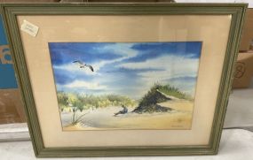 Joanne Dwyer Watercolor of Lady on Beach