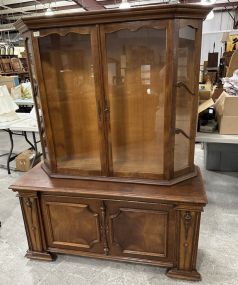 Early 1900's Walnut Art Deco China Cabinet