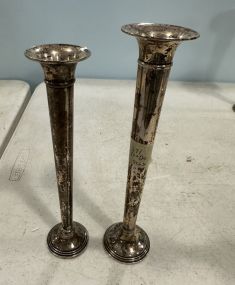 Two Empire Sterling Weighted Flower Vases
