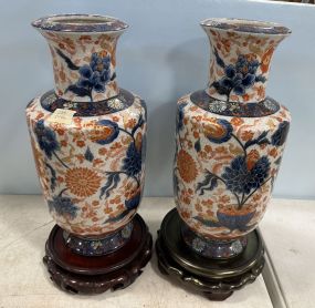 Pair of Late 20th Century Chinese Hand Painted Vases