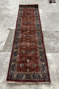 2'8 x 9' Heriz Rusty Red Afghan Wool Hand Knotted Rug