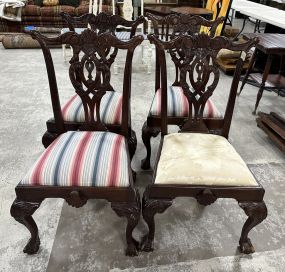 Four Antique Reproduction Chippendale Dining Chairs