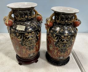 Pair of 20th Century Chinese Hand Painted Vases