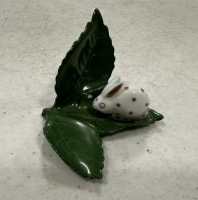Herend Hand Painted Rabbit on Leaf