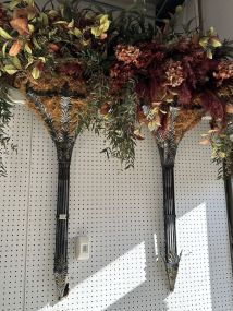 Pair of John Richard Rustic Metal Wall Flower Sconces