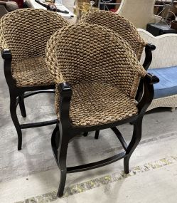 Three Ferrari Seagrass Woven Bar Stools