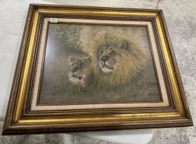 Joanne Thompson 1981 Pastel of Lions