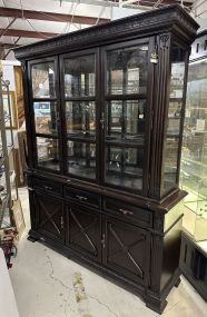 Modern Traditional Dark Brown China Cabinet