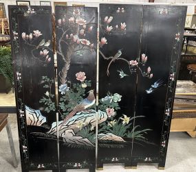 Antique Chinese Black Lacquer Room Divider