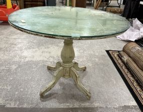Distressed Painted Pedestal Round Table