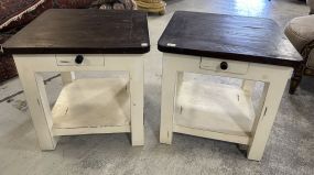 Pair of Factory White Painted End Tables