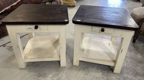 Pair of Factory White Painted End Tables
