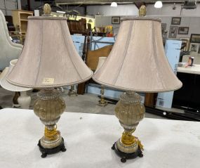 Pair of Mosaic Style Urn Lamps