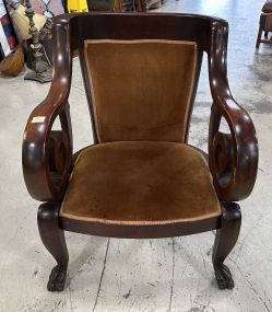 Early 1900's Empire Style Mahogany Parlor Arm Chair
