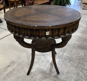 Modern Reproduction Cherry Round Pedestal Lamp Table